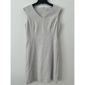 MM.LaFleur New York Textured Shift Dress Women Size 12 Gray Sleeveless Work Wear